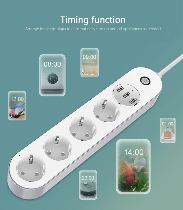 Tuya Wireless WiFi Smart Plug Outlet Extender Surge Protector Power Strip